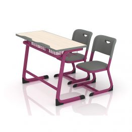 double school desks and chairs