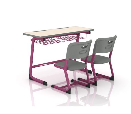 double school desks and chairs