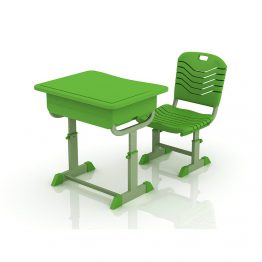 Schulstuhl und Schreibtisch