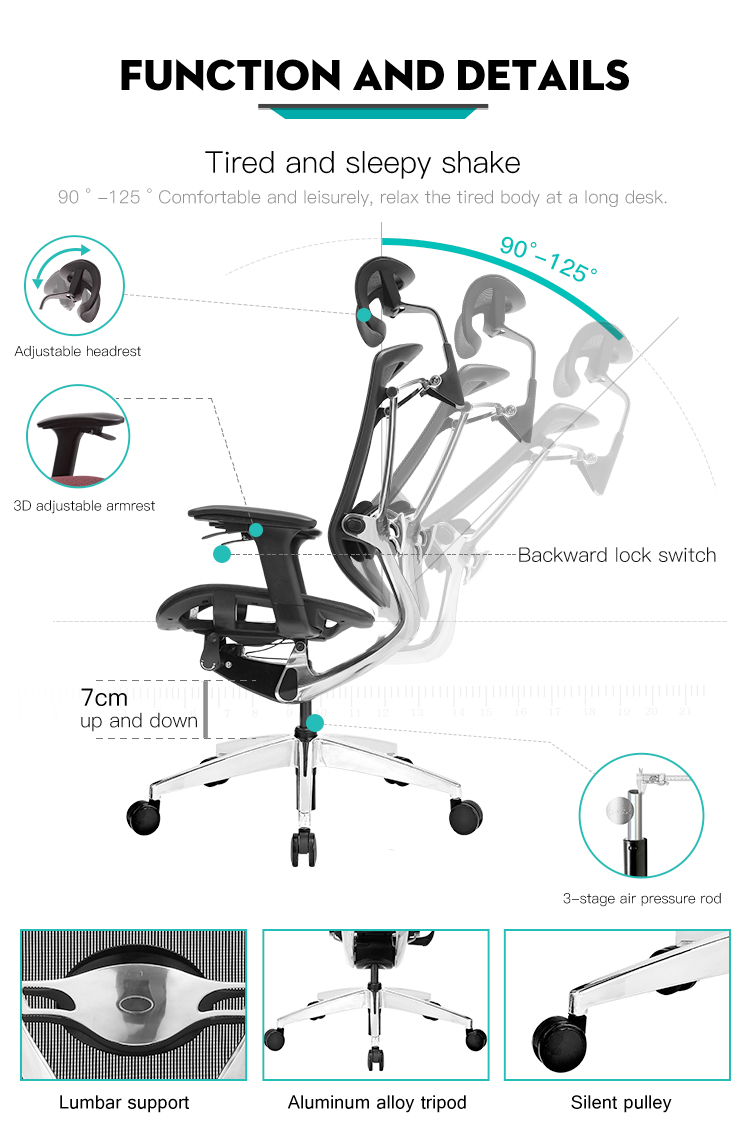 Chaise de bureau à dossier haut en maille