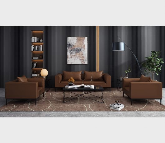 Conjunto de sofá de couro luxuoso