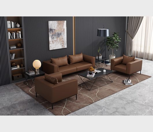 Conjunto de sofá de couro luxuoso