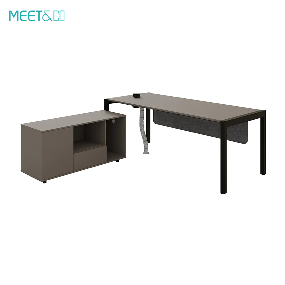 Doric L-Shaped executive desk with movable side storage