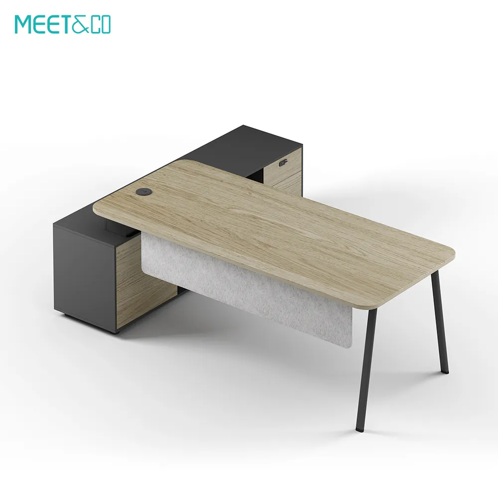 Linora office desk with fixed cabinet