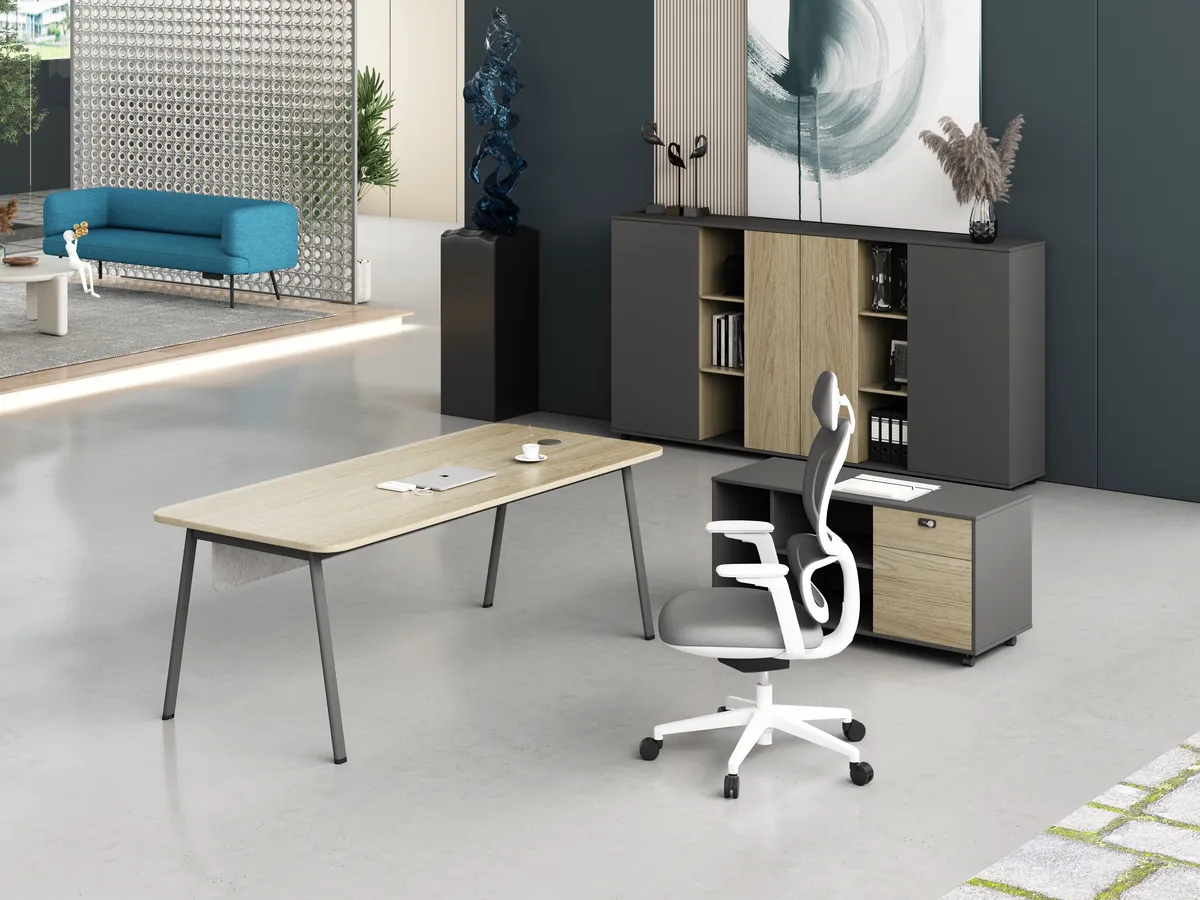 Linora office desk with movable cabinet
