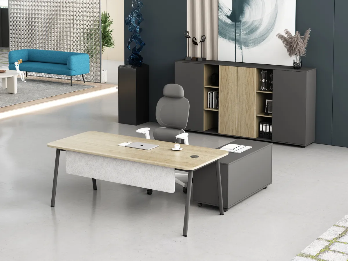 Linora office desk with movable cabinet