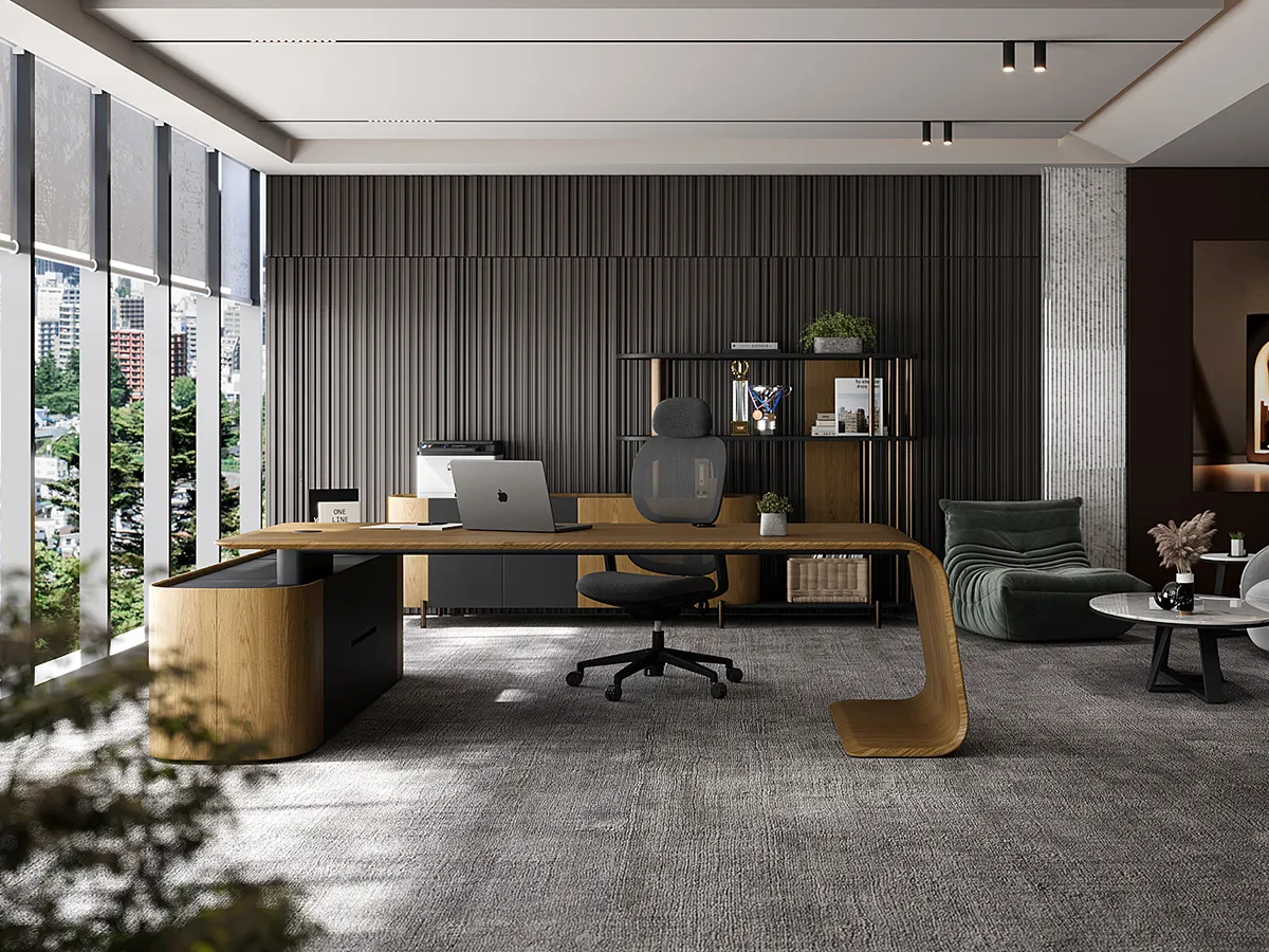 Lumodesk L-Shaped Executive Desk in office