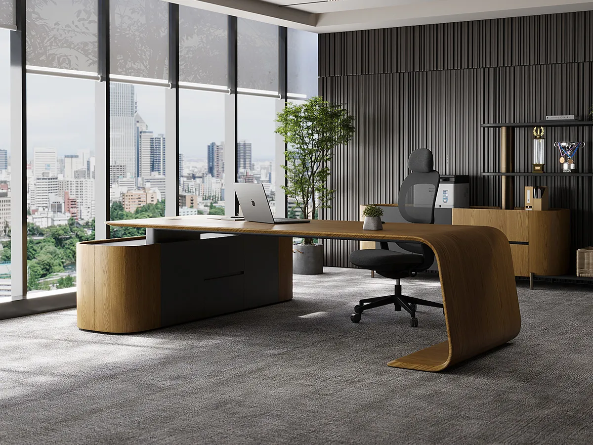 Lumodesk L-Shaped Executive Desk in office