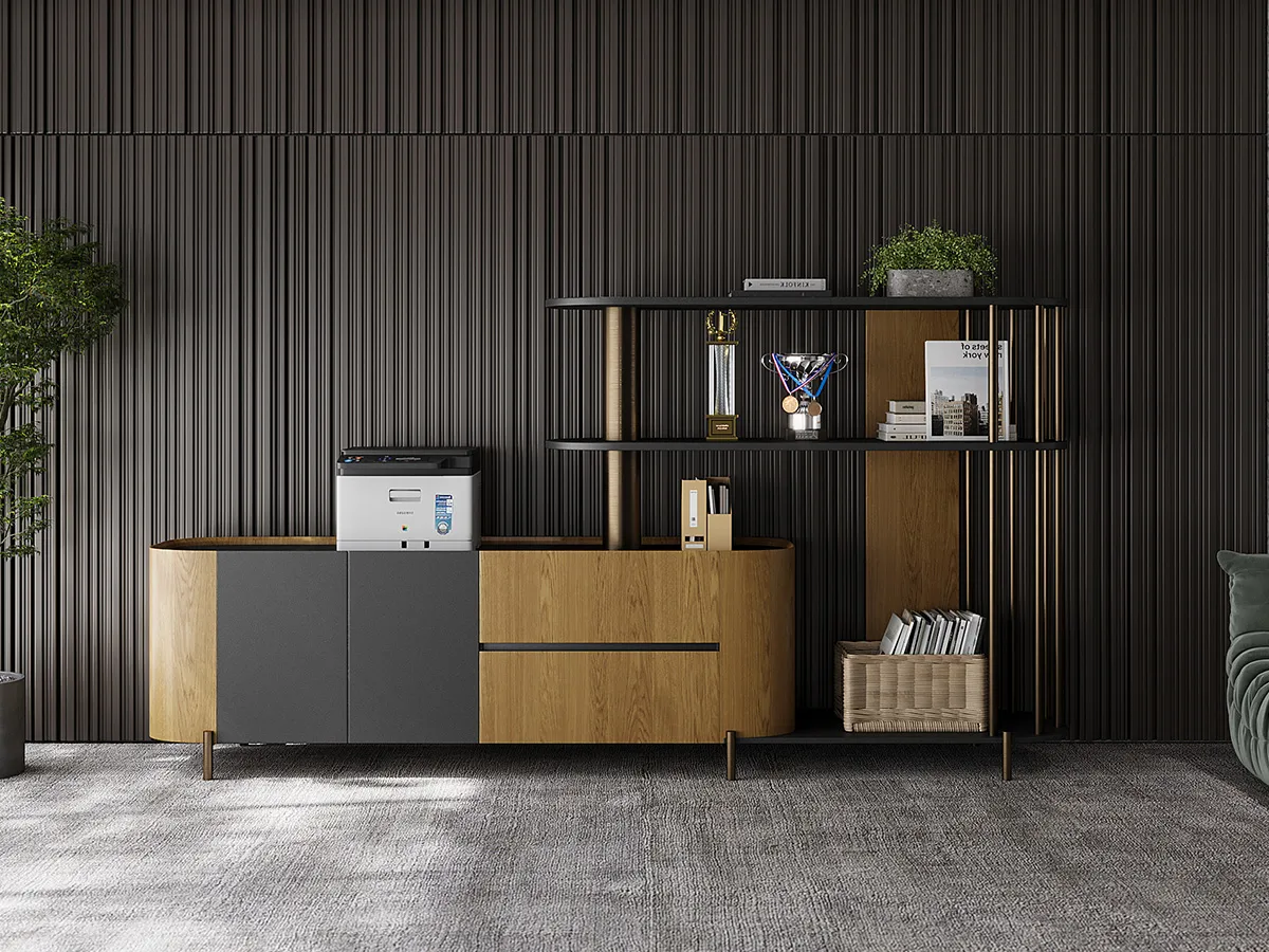 Lumodesk Matching Oak Wood Office Storage Cabinet