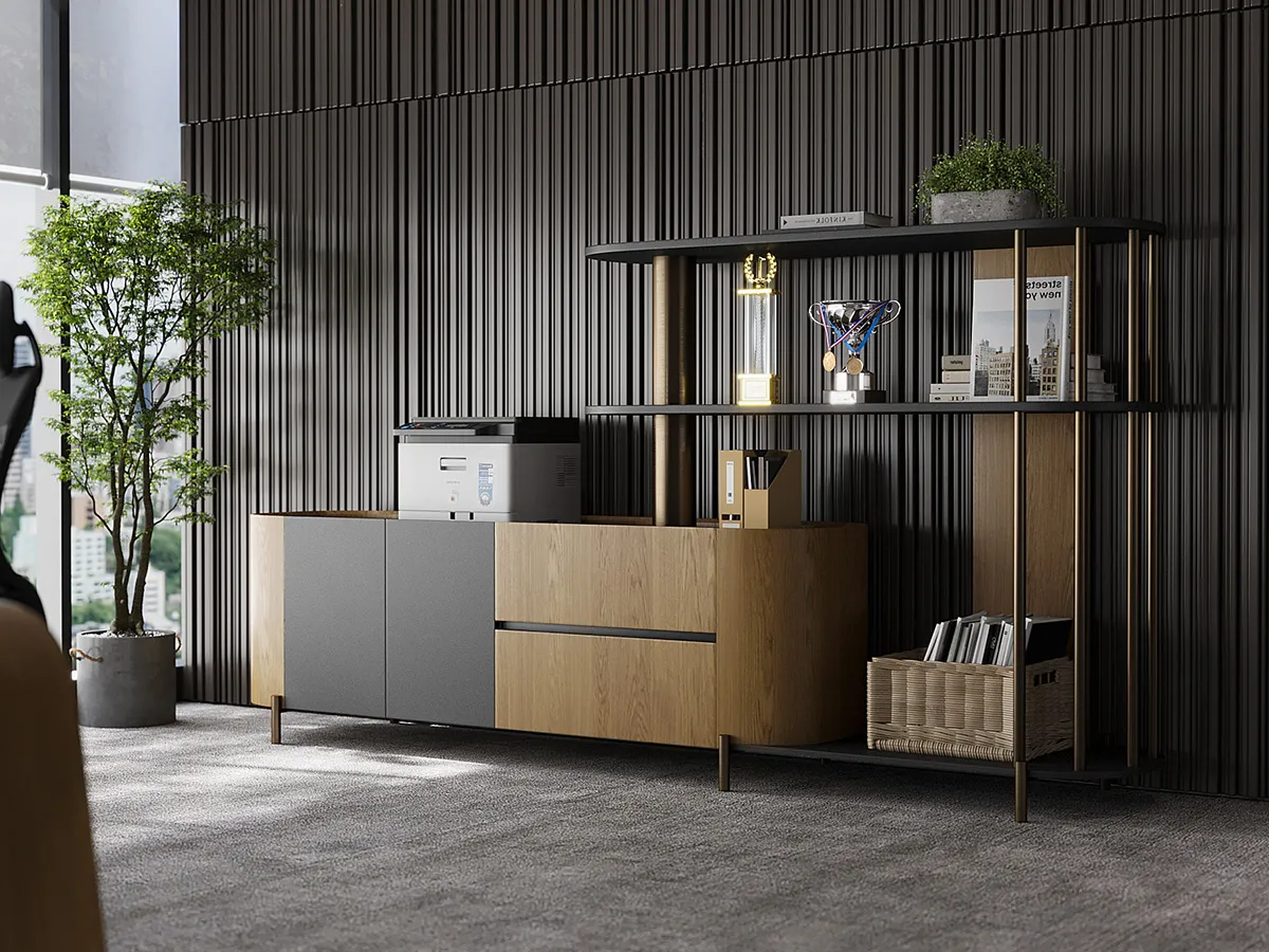 Lumodesk Matching Oak Wood Office Storage Cabinet