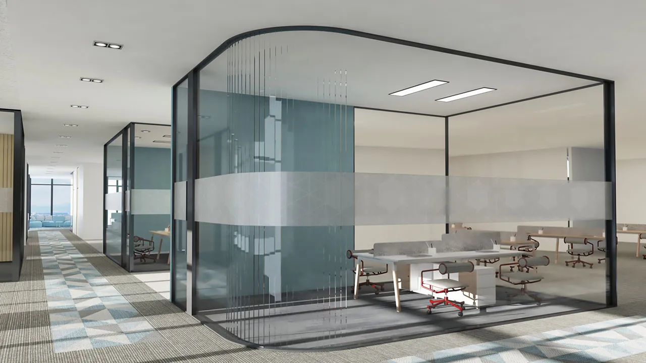 High partition walls in office
