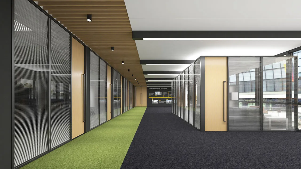 High partition walls in office