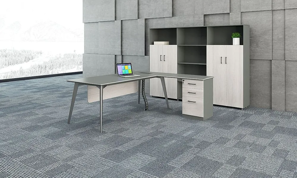 Reco Series A L-Shaped executive desk with fixed storage