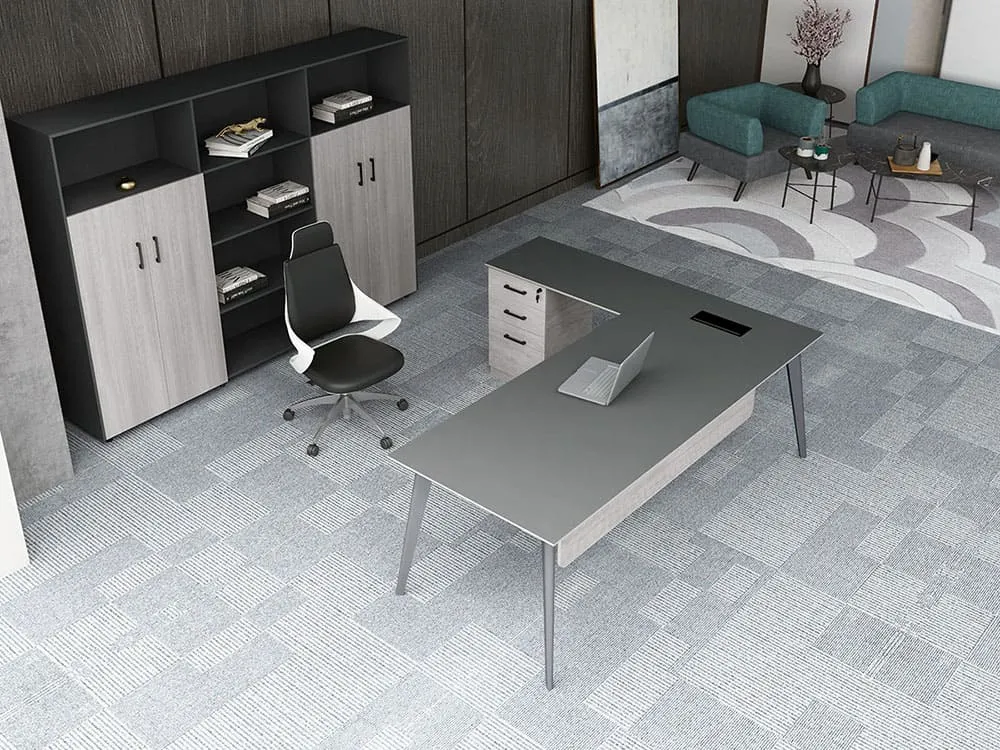 Reco Series A L-Shaped executive desk with fixed storage