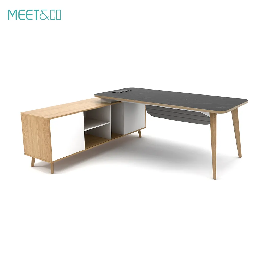 Reco Series E L-Shaped executive desk with fixed storage