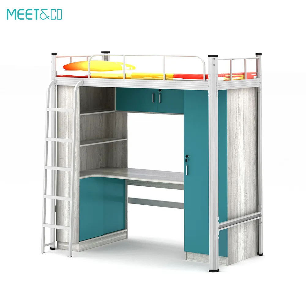 Taschen Metal Frame Bunk Bed with Desk Underneath