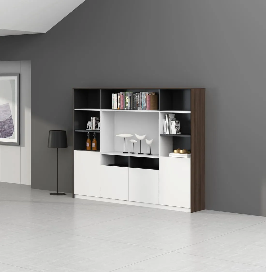 Wittes high wood storage cabinet