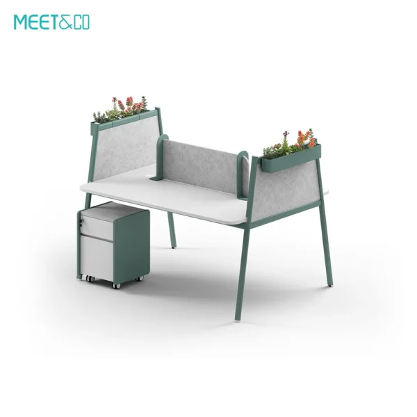 Modern office workstation desk with plant shelf design