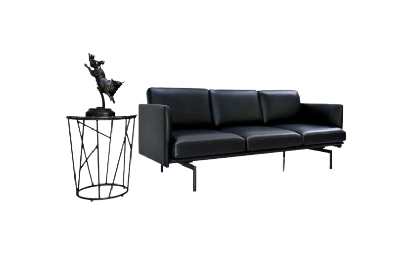 Rose leather sectional couch in modern living room